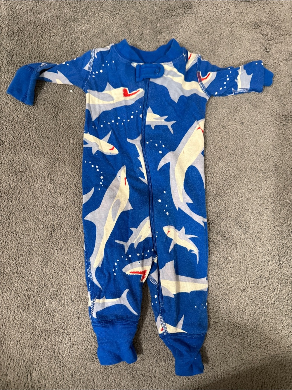 Hanna Andersson Blue Shark Print Footed Pajamas